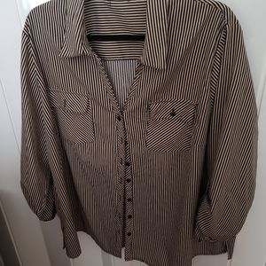 Striped front button down top